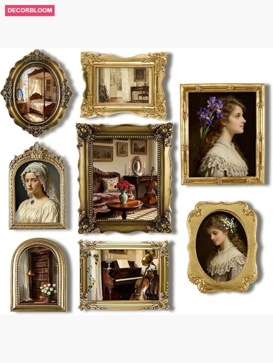Other - Gold Vintage Gallery Wall Frame Set 8 Pcs Resin Glass Baroque